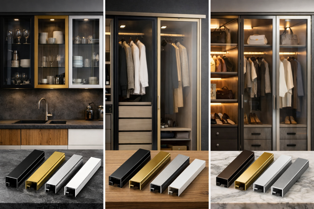 تنوع رنگی پروفیل‌های درب دکوفیکس شیشه‌ای